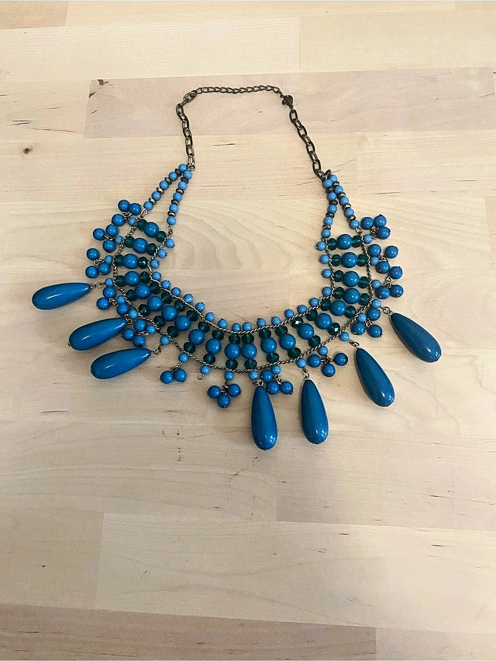 Blue Beaded Statement Necklace